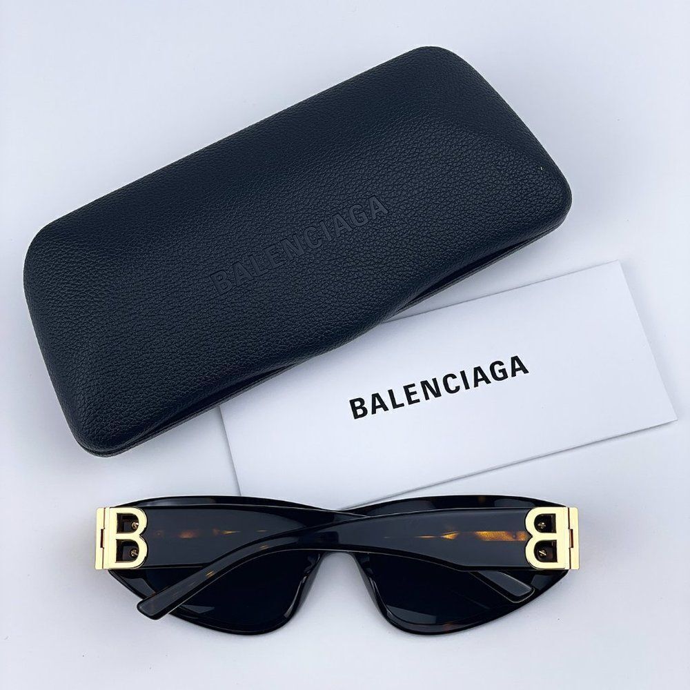 NEW Balenciaga BB0095S 002 Havana Brown Gold Green Cat Eye Unisex Sunglasses - Picture 2 of 14